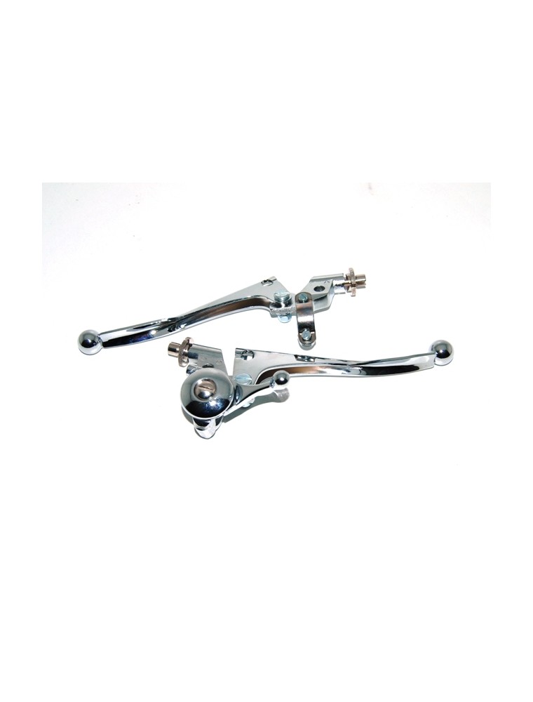 Paire leviers chromés avec boules + tendeurs + manette starter Paire leviers chromés avec boules + tendeurs + manette starter