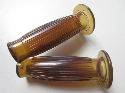 Paire de caoutchoucs poignée type BESTON marron translucide - diametre 1"