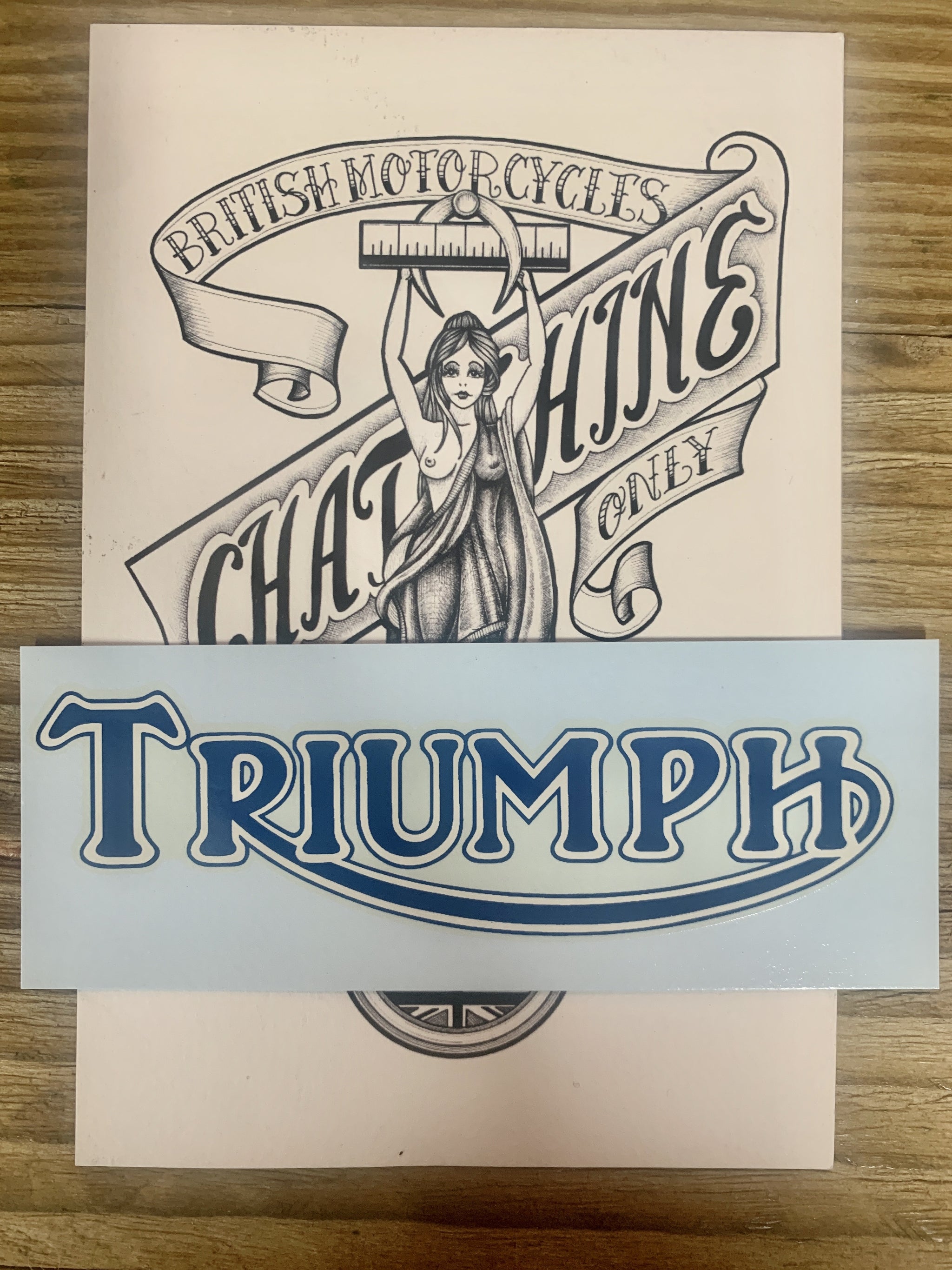décalque Triumph bleu liseret blanc