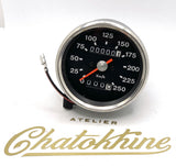 Compteur Smiths Replica post-69 fond noir en Km/H
