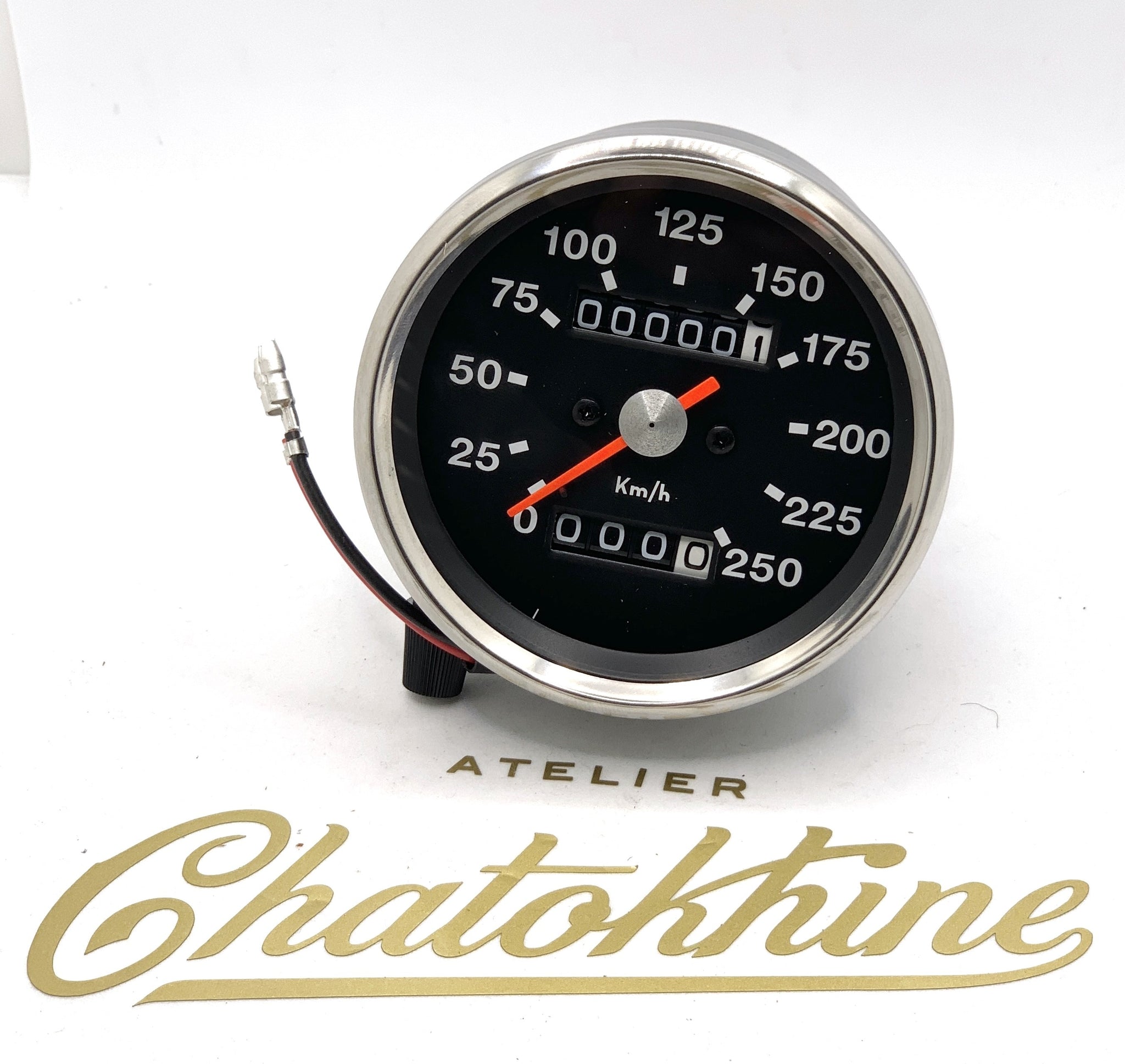 Compteur Smiths Replica post-69 fond noir en Km/H