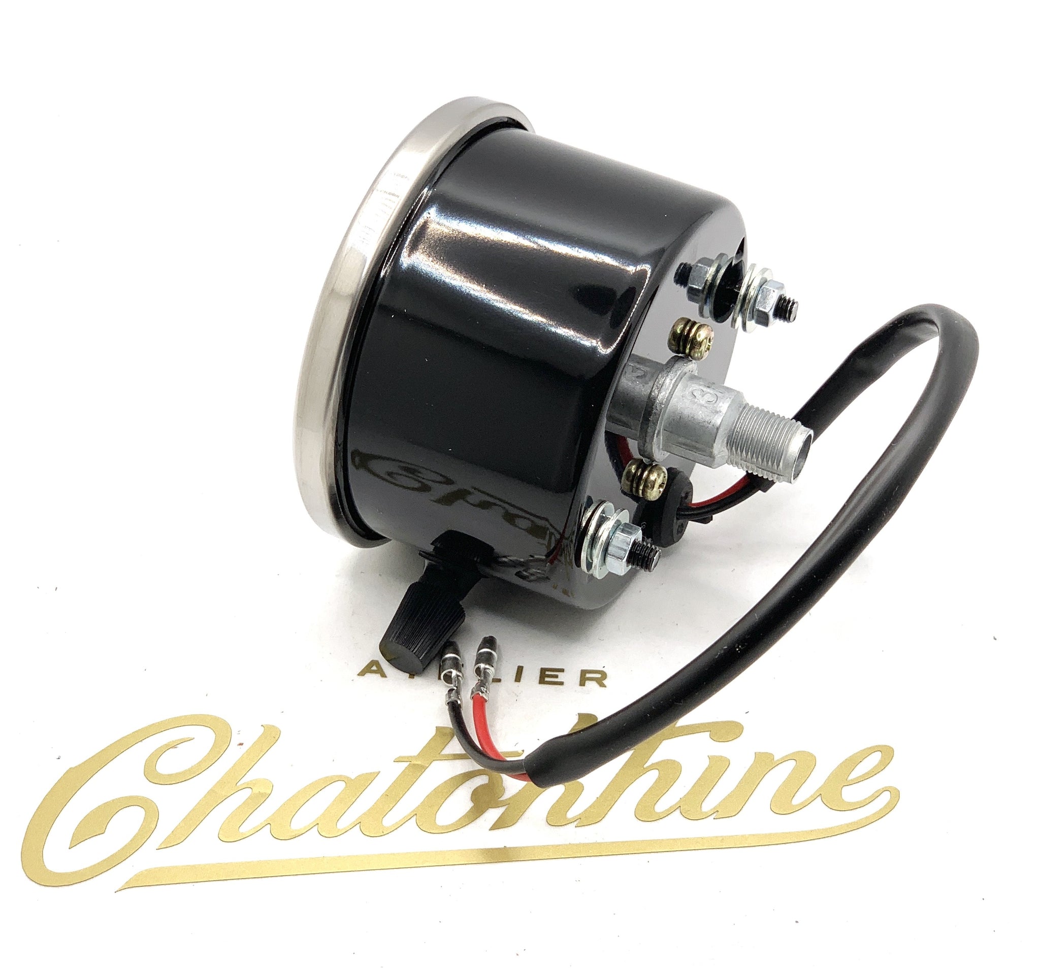 Compteur Smiths Replica post-69 fond noir en Km/H