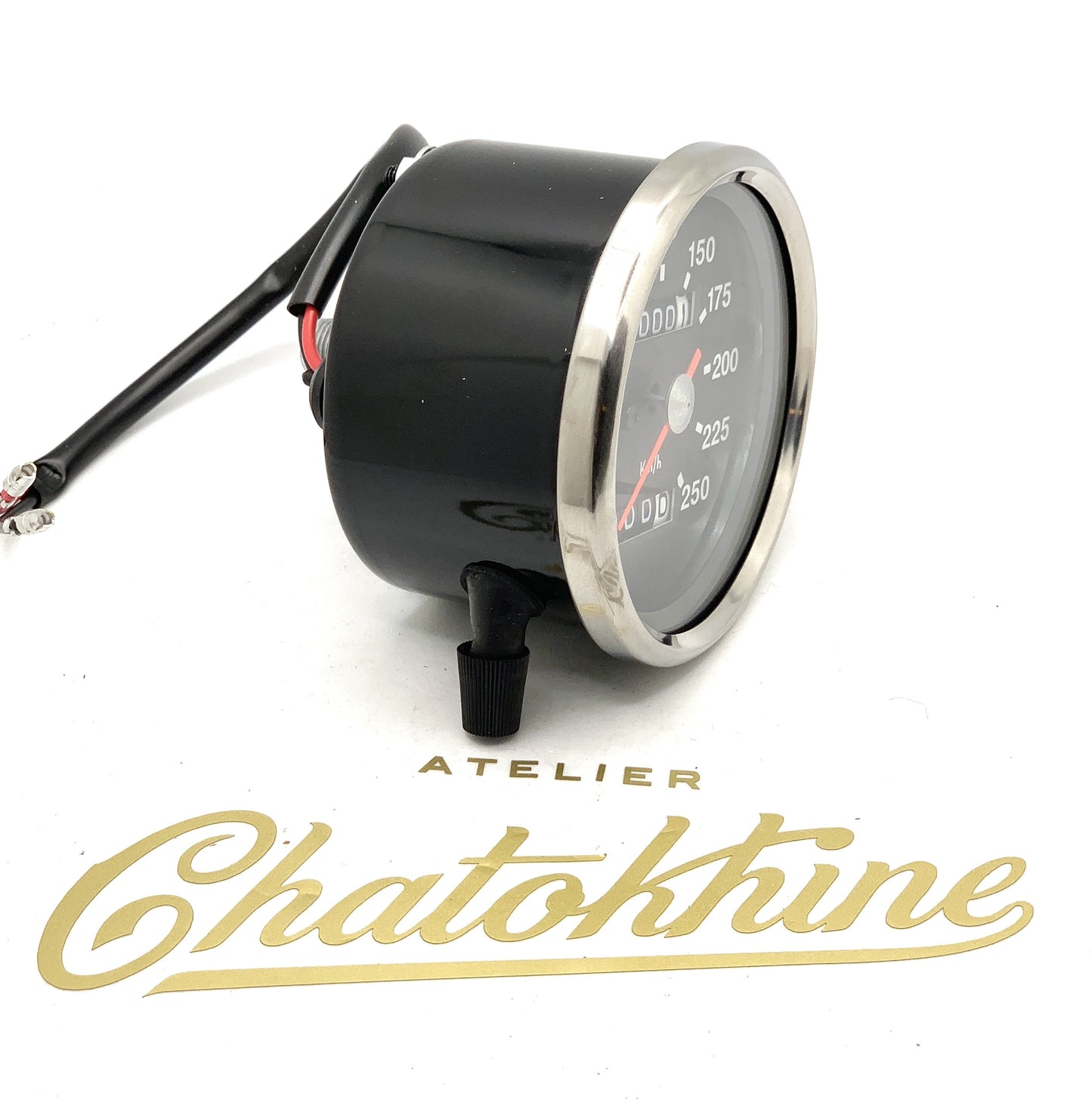 Compteur Smiths Replica post-69 fond noir en Km/H