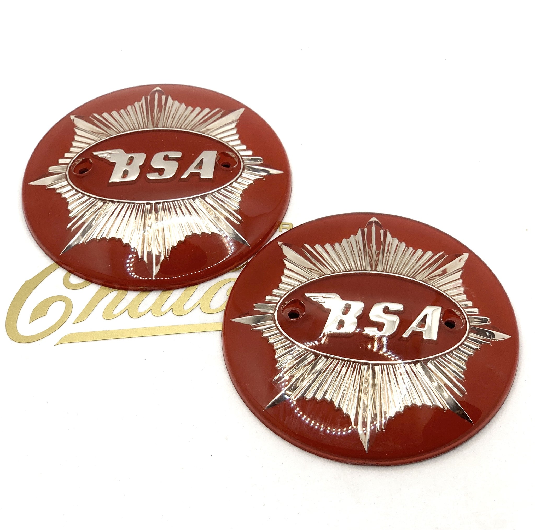 Paire badges de réservoir BSA Goldstar 4" rouge (26257)