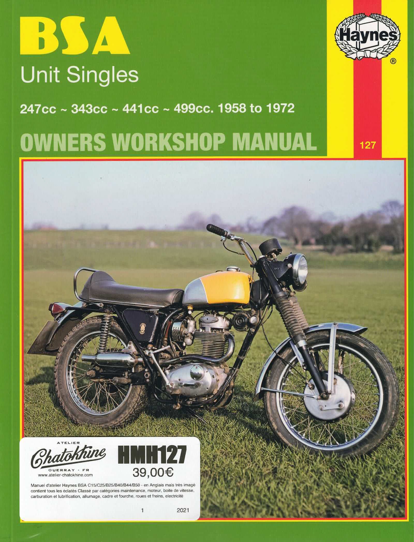 Manuel d'atelier Haynes BSA Bloc moteur