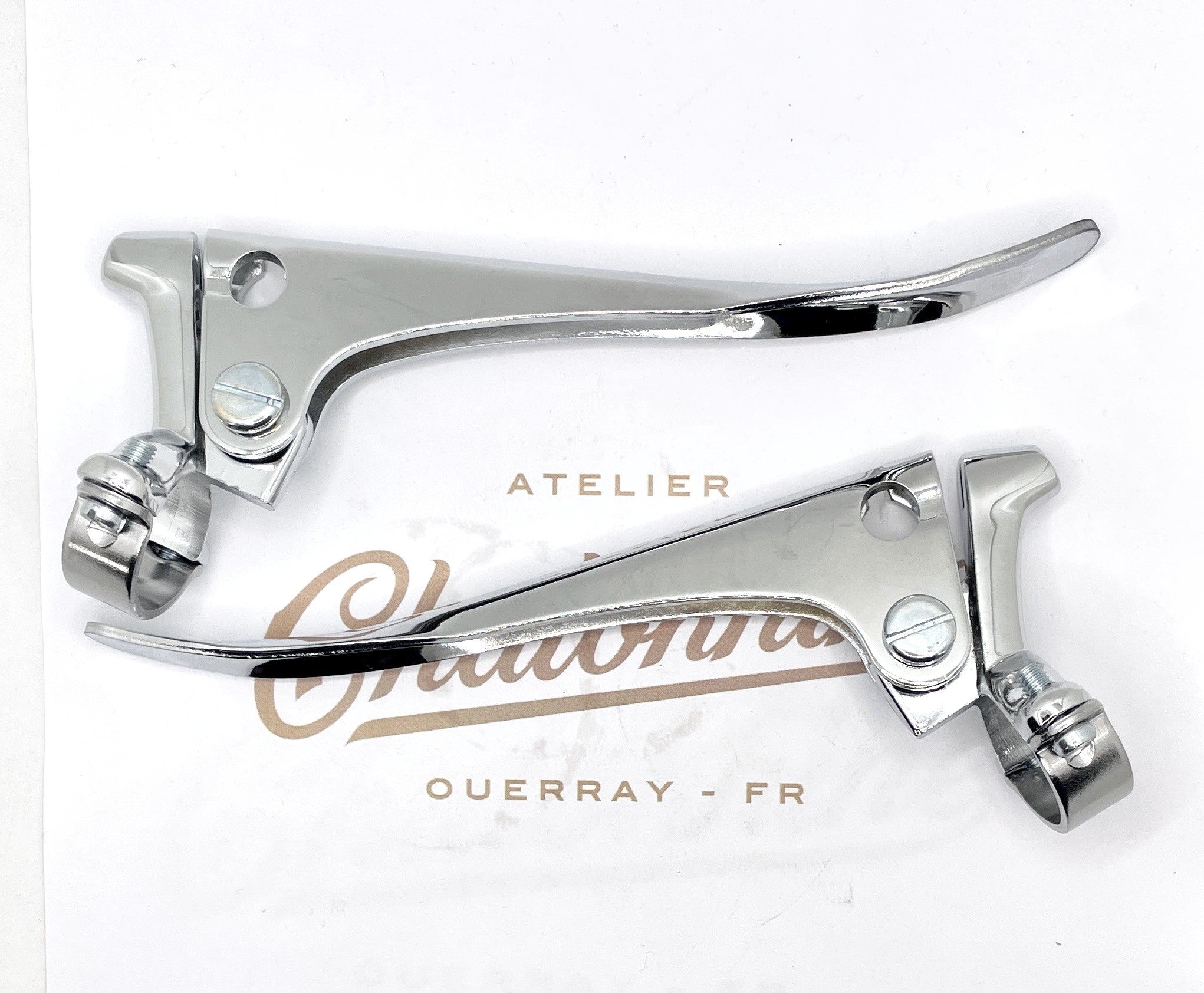 Paire de leviers chromés sans boules ni tendeurs (25.4mm)